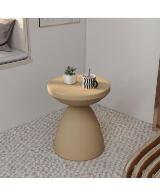 Dune Collection Fiberglass Outdoor Side Table in Beige