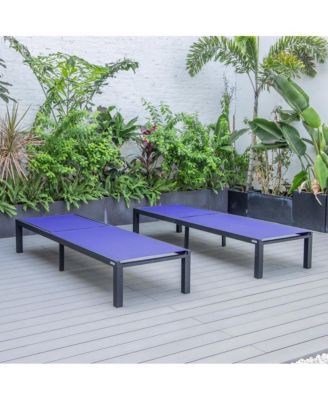Marlin Patio Chaise Lounge Chair With Black Aluminum Frame, Set of 2