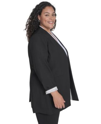 Plus Size Collarless Open-Front Topper Jacket