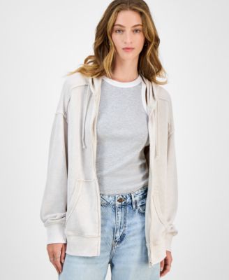 Hippie Rose Juniors' Mineral Wash Zip-Up Hoodie