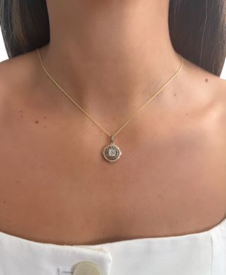 Nude Diamond & Chocolate Diamond Double Halo Adjustable 20" Pendant Necklace (5/8 ct. t.w.) in 14k Gold