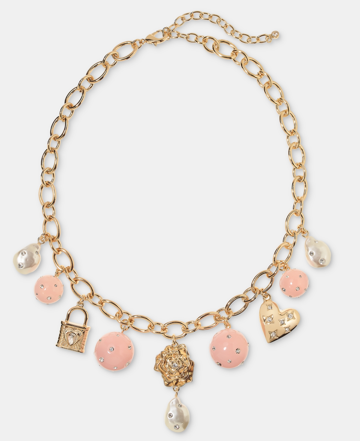 On 34th Pave, Bead & Imitation Pearl Charm Necklace, 16" + 3" Extender, Macy's Exclusive In Gold