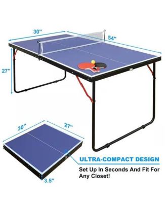 Folding Ping Pong Table Set with Net, 2 Paddles, and Balls for Indoor Play