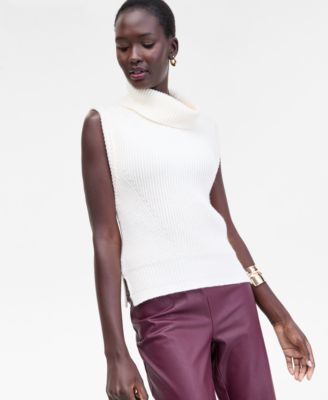 Women's Sleeveless Rib-Knit Turtleneck Sweater, Macy's Exclusive