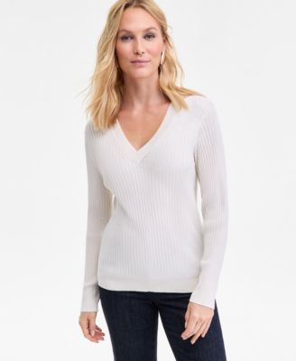 I.N.C. International Concepts - Women's Ribbed V-Neck Sweater