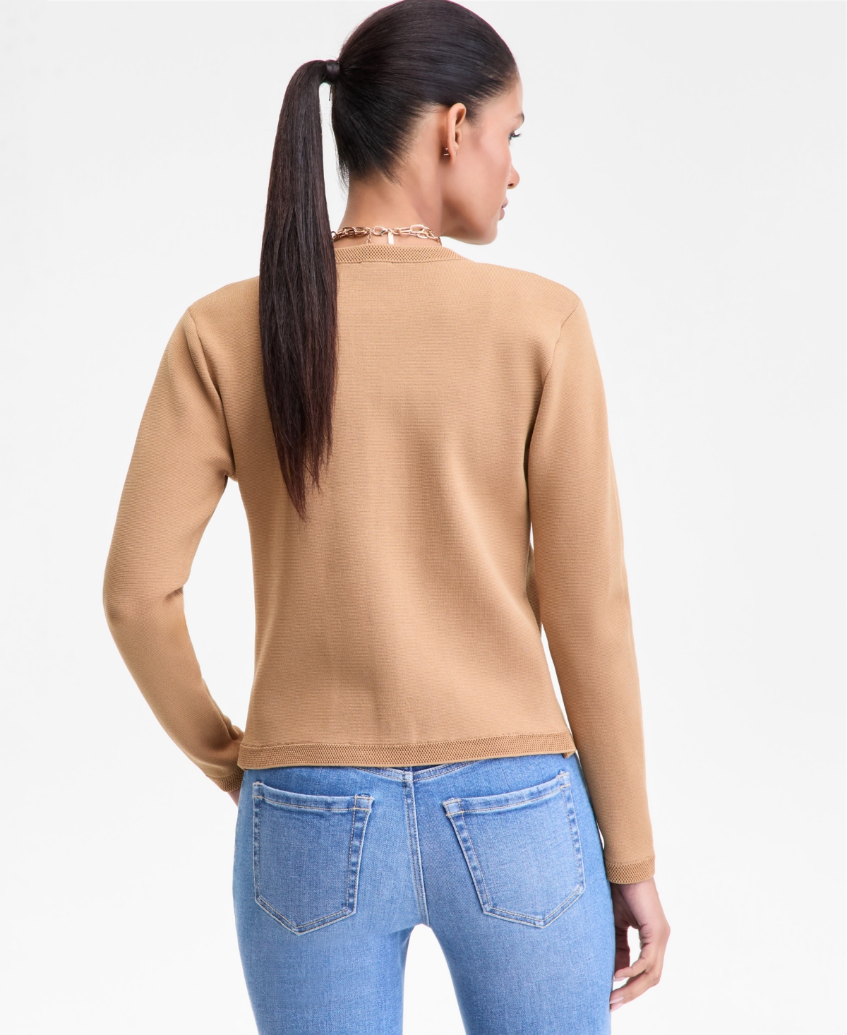 Inc International Concepts Women's Structured Cardigan Jacket, Macy's Exclusive In Brown