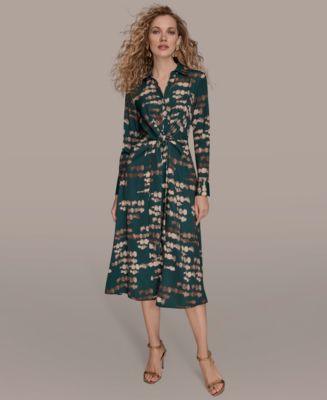 donna karan belted a line midi satin dress Donna Karan New York Women's Satin A-Line Midi Dress