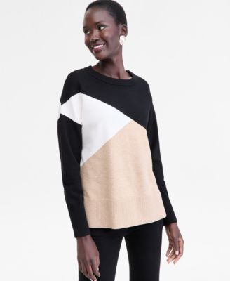 I.N.C. International Concepts - Women's Colorblocked Dolman-Sleeve Sweater