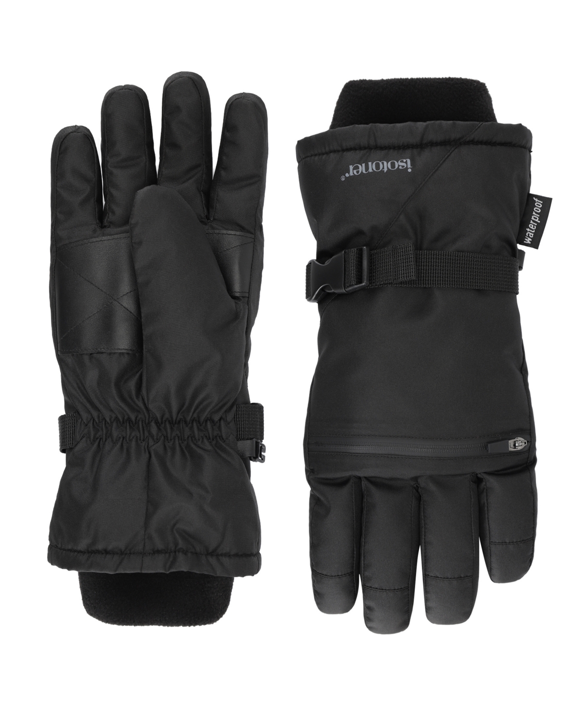 Isotoner Signature Men's Quilted Ski Gloves In Black
