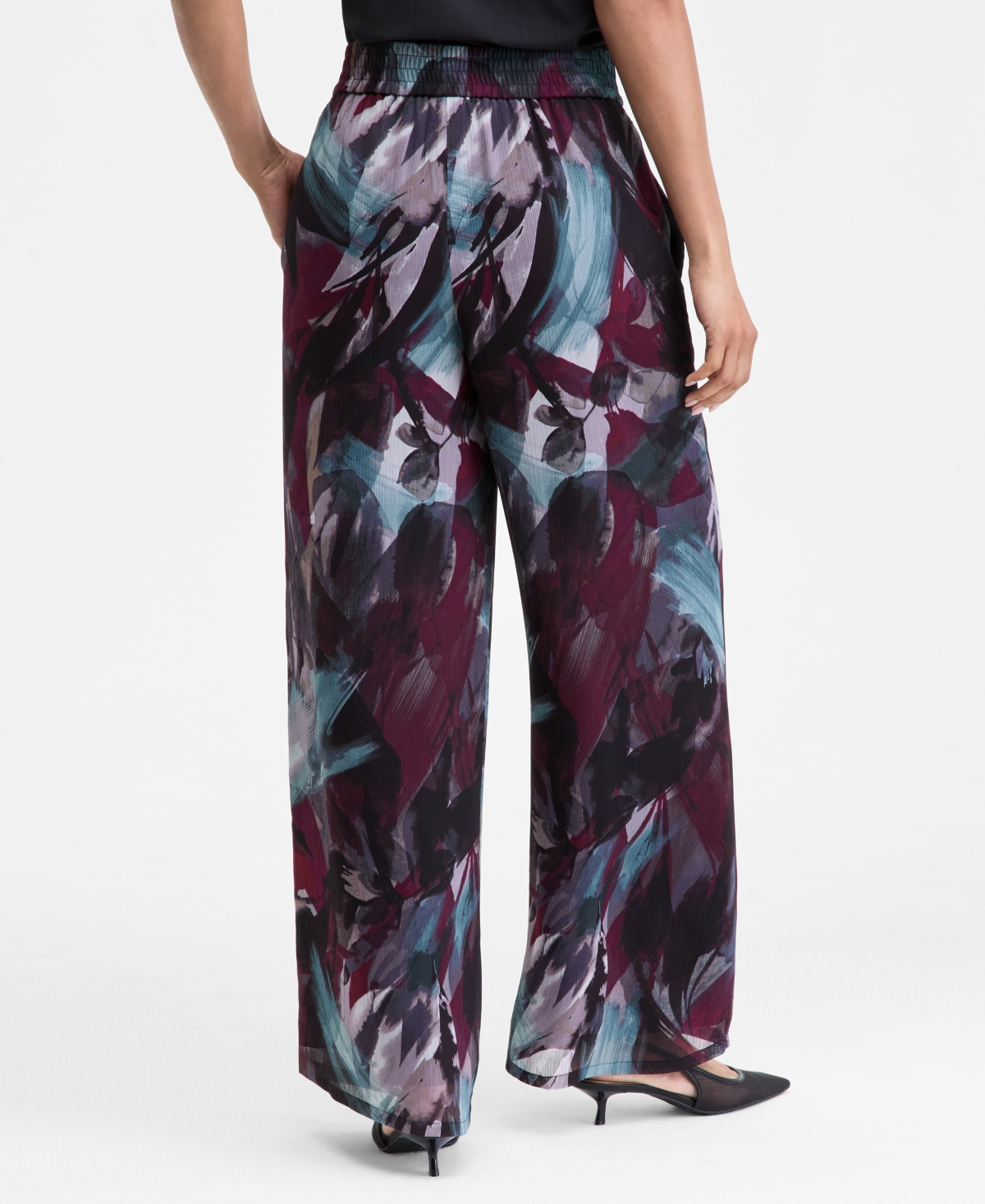 Inc International Concepts Women's Printed Pull-on Wide-leg Pants, Macy's Exclusive In Multi