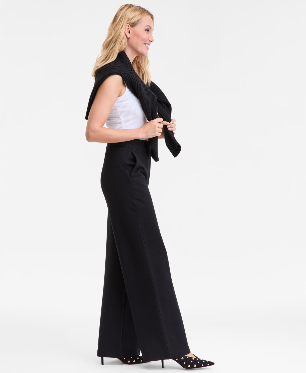 Inc International Concepts Women's High-rise Wide-leg Pants, Macy's Exclusive In Black