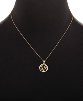 Cubic Zirconia Pav&eacute; V Monogram 18" Pendant Necklace in 18k Gold Over Sterling Silver, Created for Macy's