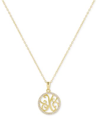 Giani Bernini - Cubic Zirconia Pav&eacute; Monogram X Pendant 18" Necklace in 18k Gold Over Sterling Silver