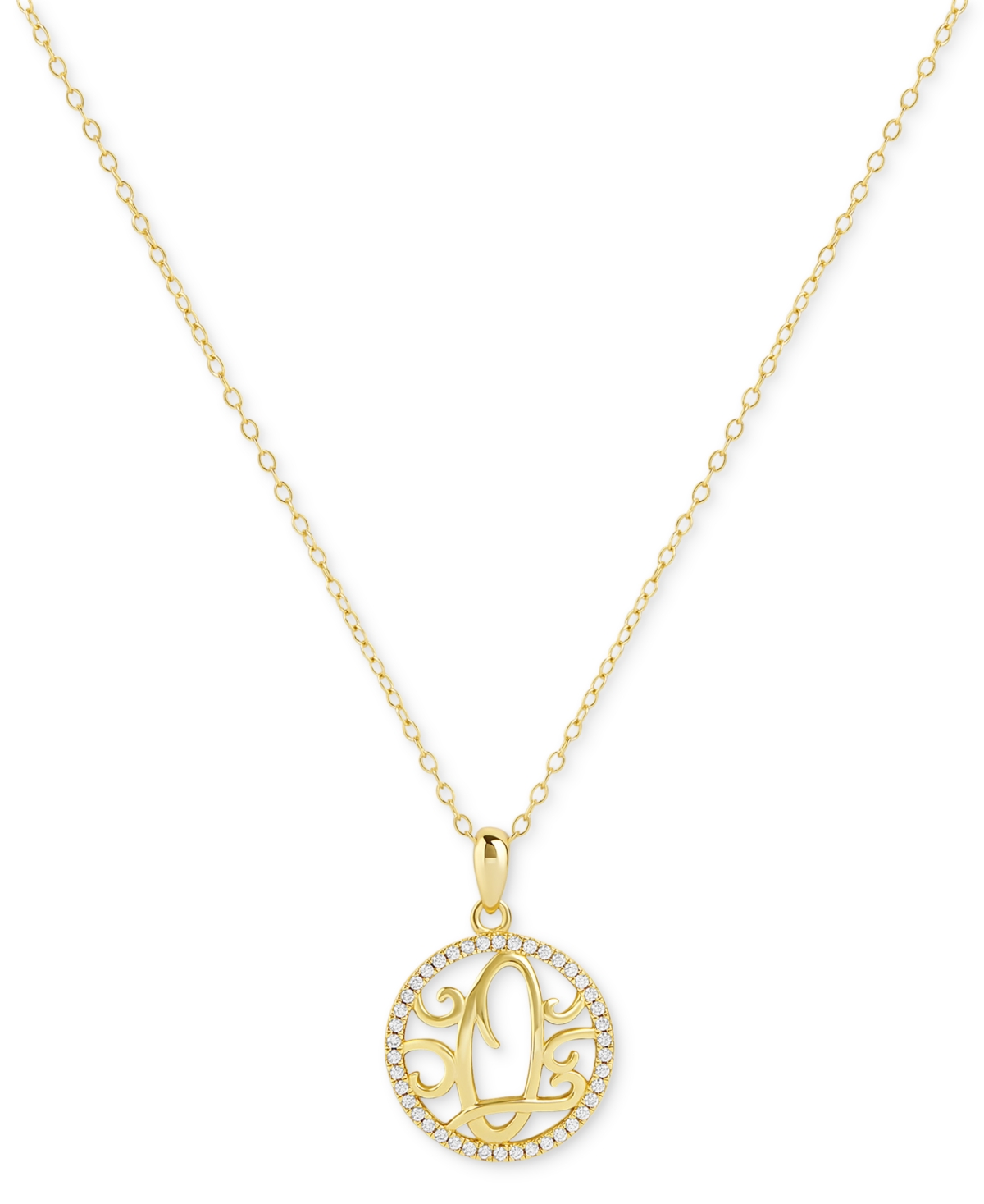 Giani Bernini Cubic Zirconia Y Initial Halo 18" Pendant Necklace In 18k Gold-plated Sterling Silver, Created For M In Gold