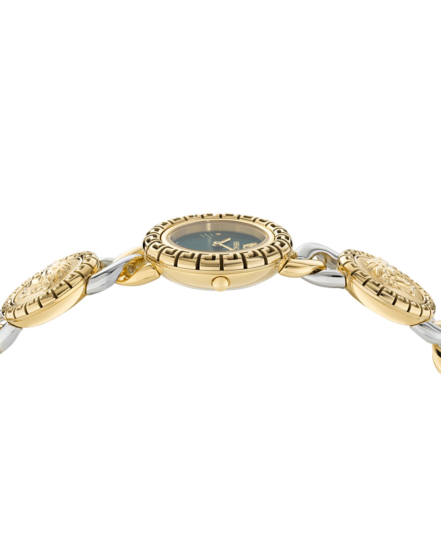 Женские часы Versace Swiss La Greca Stud Icon Two-Tone Link Bracelet Watch 28mm — фото 2