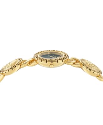Women's Swiss La Greca Stud Icon Gold Ion Plated Link Bracelet Watch 28mm