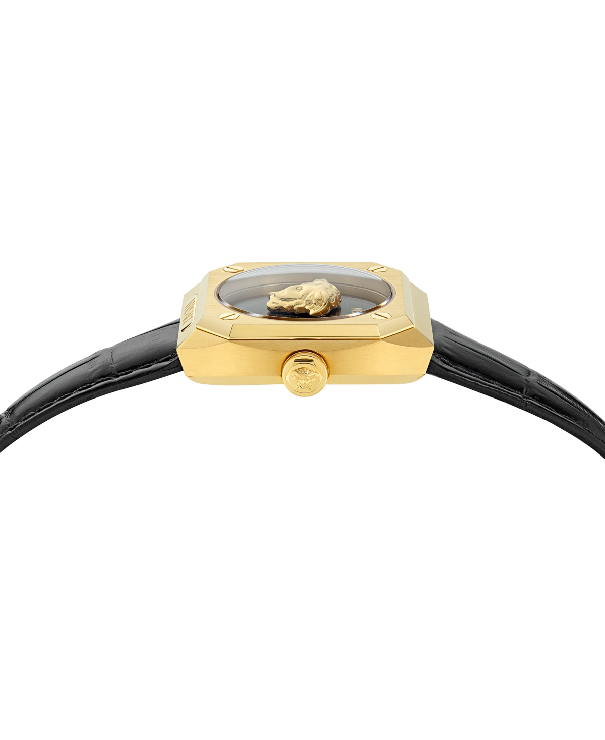 Versace Women's Swiss Medusa Antares Black Leather Strap Watch 35mm In Gold