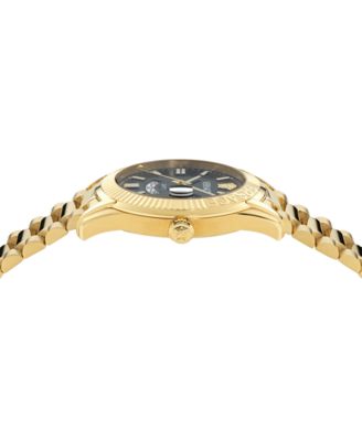 Men's Swiss Apodis GMT Gold Ion Plated Bracelet Watch 41mm