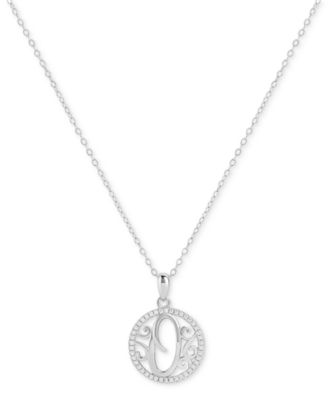 Giani Bernini - Cubic Zirconia Filigree Initial O Monogram 18" Pendant Necklace in Sterling Silver