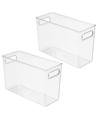 Plastic Storage Bin with Handles - Set of 2 - Clear - Made in USA