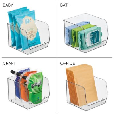 Set of 3 Stackable Open-Front Storage Bin