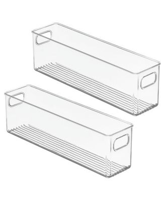 Plastic Stackable Pantry Bin with Handles, Set of 2, Clear, Made in USA