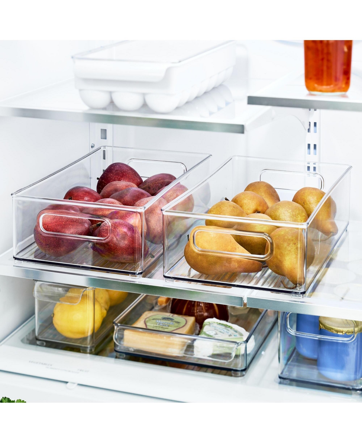 iDesign Plastic Stackable Fridge Bin with Handles, Set of 6, Clear