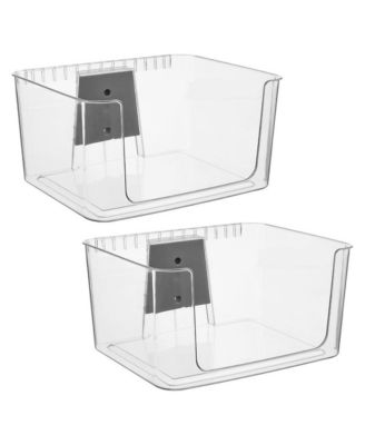 Large Wall-Mounted Open-Front Bin/Bracket, Set of 2, Clear, Made in USA