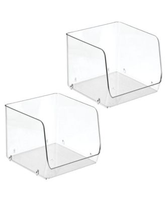 Open-Front Bin for Household Storage, Set of 2, Clear, Made in USA