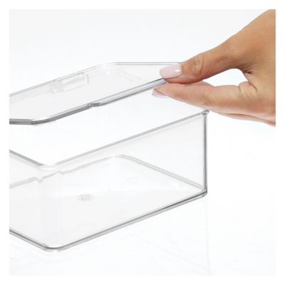 Plastic Playroom/Gaming Storage Organizer Box, Hinge Lid, 8 Pack, Clear, USA Made