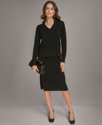 Women’s V-Neck Cashmere Sweater with Gold Button Detailing