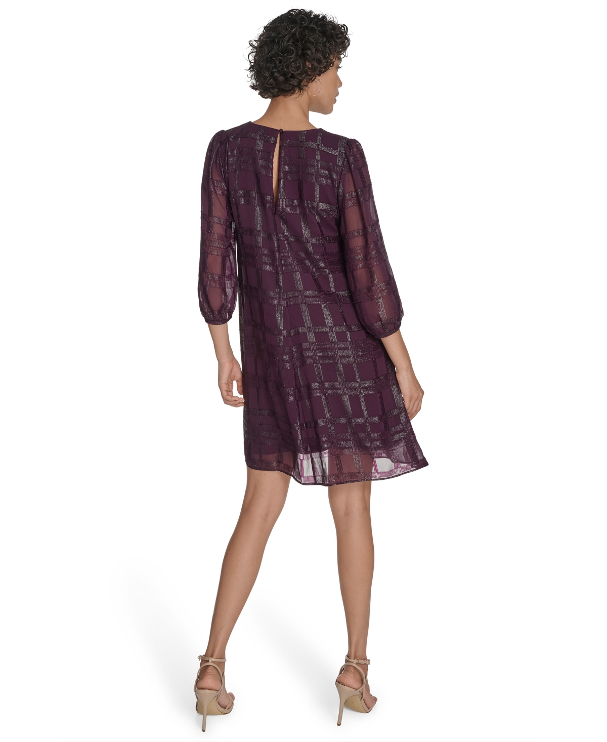 Calvin Klein Petite Clip Chiffon Shift Dress In Purple