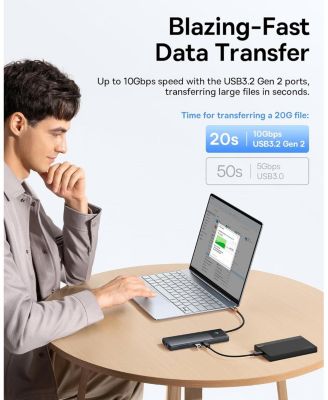 Docking Station Dual Monitor,10Gbps 10 in 1 Docking Station with 2 HDMI Single 4K120Hz, Dual 4K 60Hz,10Gbps USB C and USB A