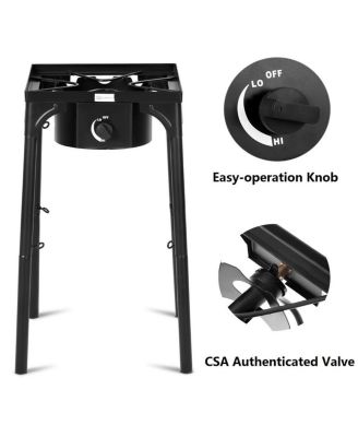 Portable Propane 100000BTU Single Burner Outdoor Camp Stove w Adjustable Legs