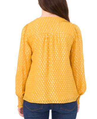 Petite V-Neck Smocked-Shoulder Blouse