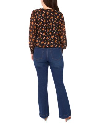 Women's V-Neck Blouson Top