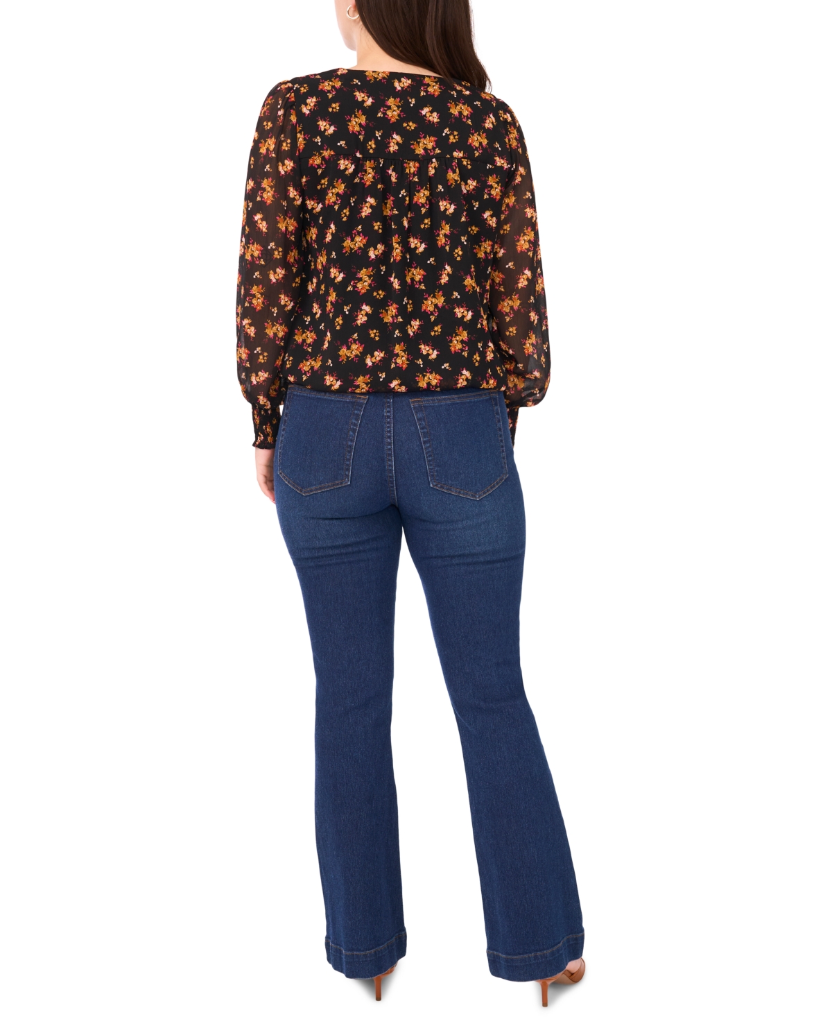 Sam & Jess Women's V-neck Blouson Top In Multi