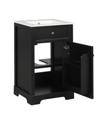 20" Bathroom Vanity Cabinet With Sink, Soft-Close Door, Storage Rack, and Adjustable Shelf