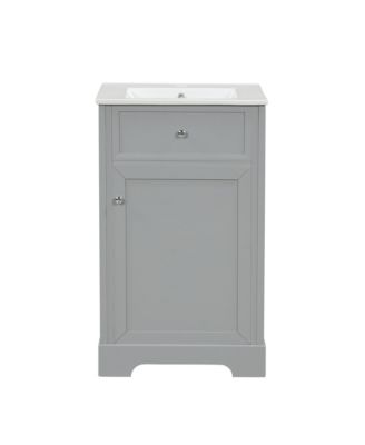 20" Bathroom Vanity Cabinet With Sink, Soft-Close Door, Storage Rack, and Adjustable Shelf