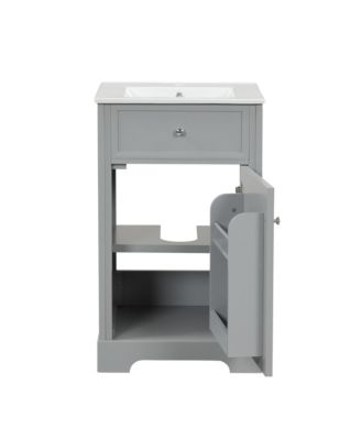 20" Bathroom Vanity Cabinet With Sink, Soft-Close Door, Storage Rack, and Adjustable Shelf