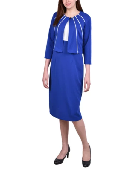 Petite Two Piece Dress Set - Cobalt