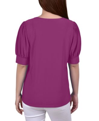 Petite Short Sleeve Balloon Sleeve Top