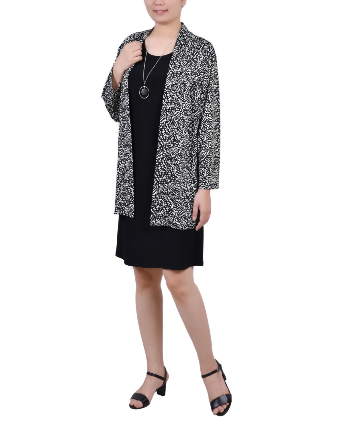 Ny Collection Petite Two Piece Dress Set In Gray