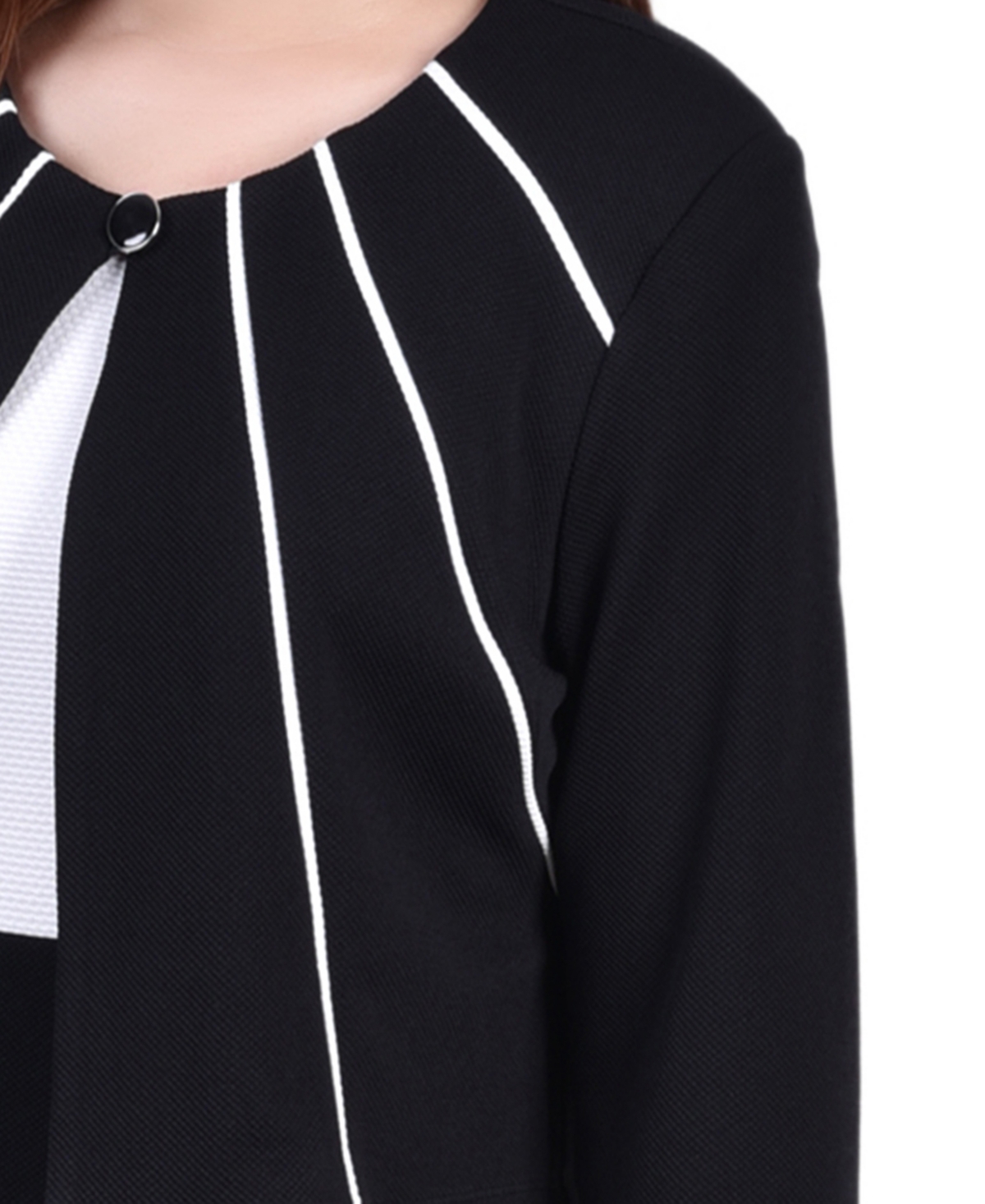 Ny Collection Petite Two Piece Jacket And Dress Set In Black