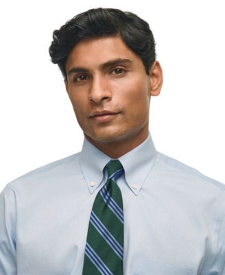 Men’s Regular Fit Non-Iron Polo Button-Down Collar Solid Pinpoint Dress Shirt