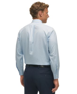 Men's Regular Fit Non-Iron Spread Collar Micro-Houndstooth Pinpoint Dress Shirt