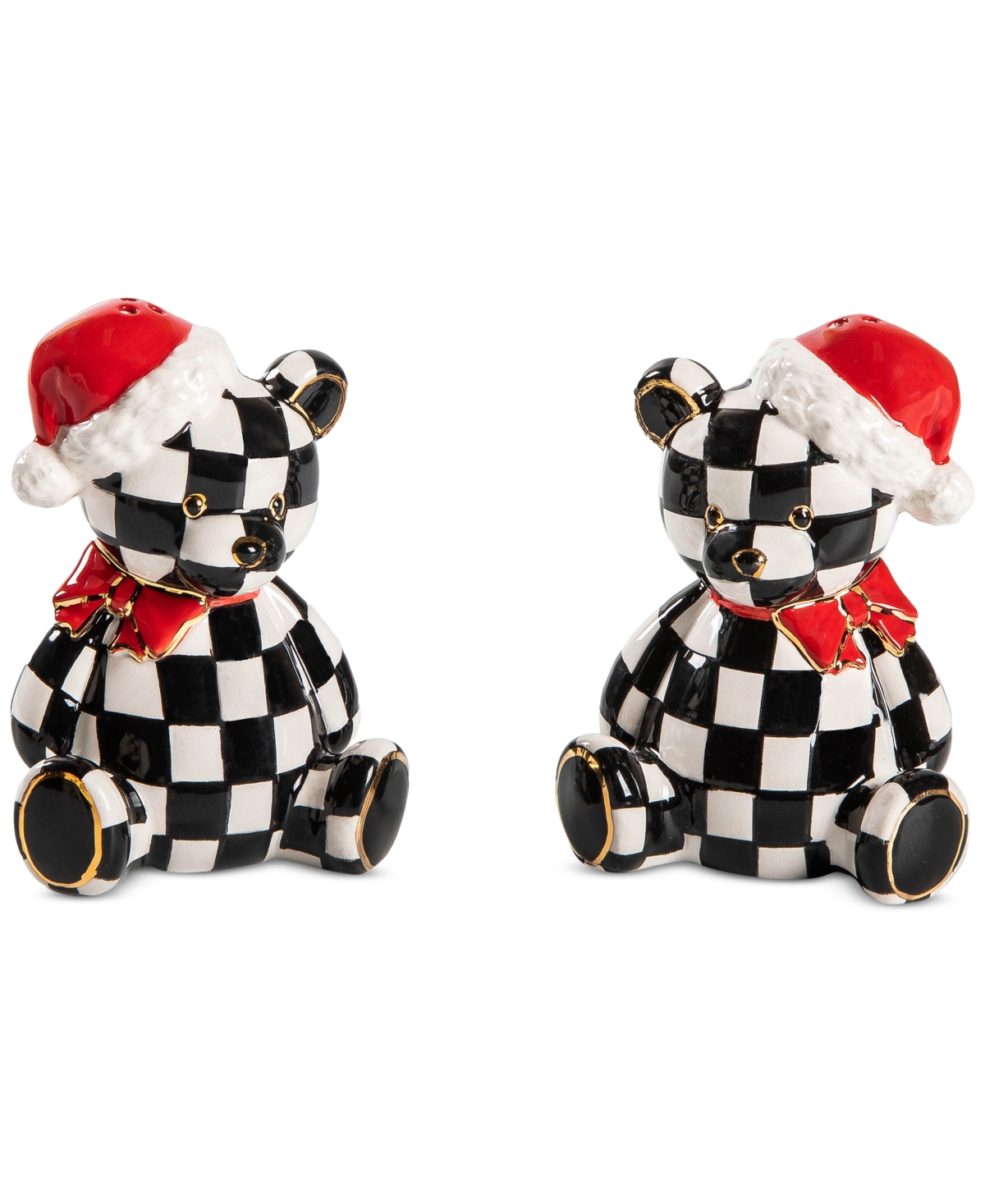 Mackenzie-childs Courtly Santa Bear Salt & Pepper Set In Multi
