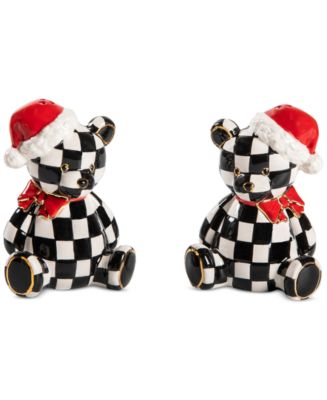 MacKenzie-Childs Courtly Santa Bear Salt & Pepper Set - Macy's