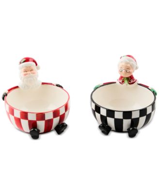 MacKenzie-Childs - Check It Out Ceramic Snack Bowls, Set of 2