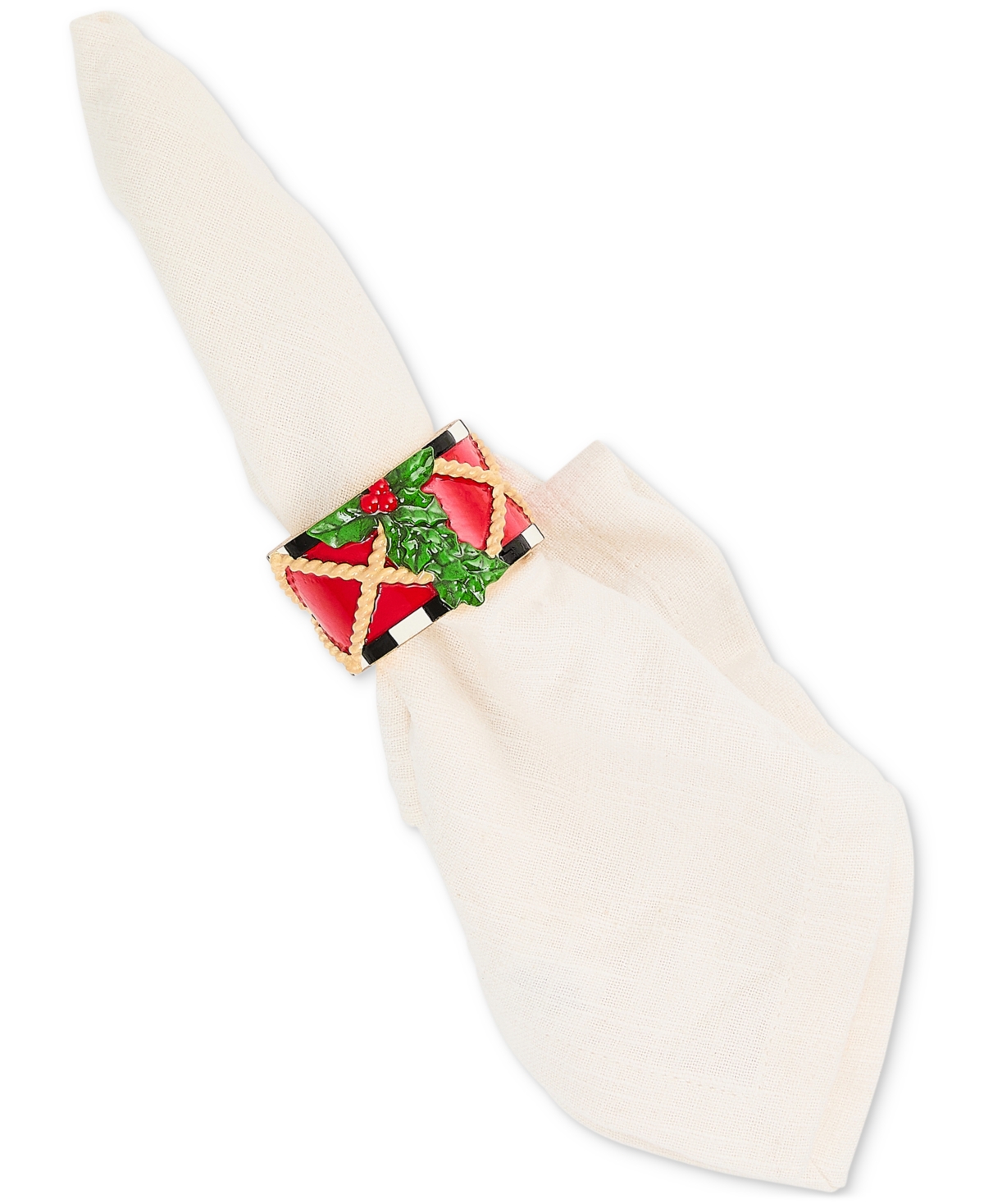 Mackenzie-childs Toyland Drum Napkin Rings, Set Of 4 In Red
